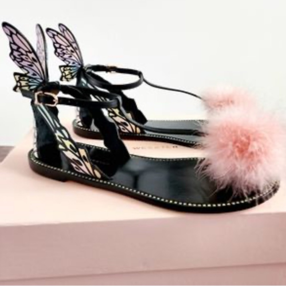 Sophia Webster Tululah 🦋 Sandal PINK Maribou Butterfly RARE FIND